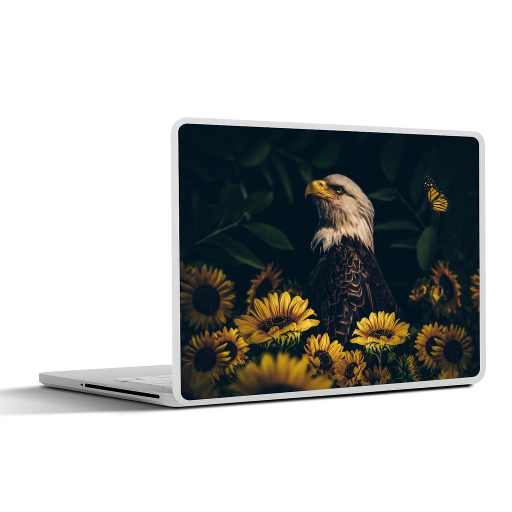 MuchoWow Laptop Aufkleber Sticker Cover Adler - Gelb - Blumen - Botanisch 32.5x23.5 cm - Sticker für Laptop - Selbstklebend