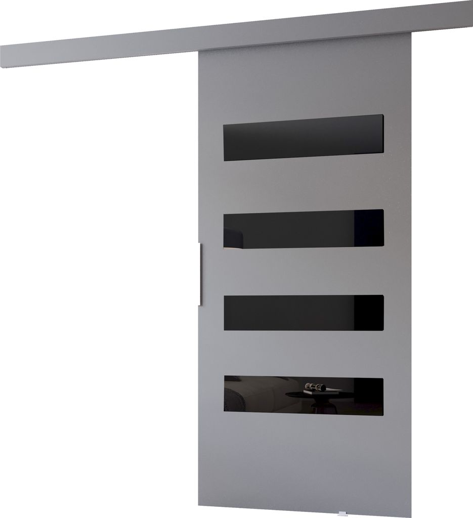 Minio, Schiebetür "CLEAN F", Zimmertür, 76 cm, Graue / Schwarze Farbe