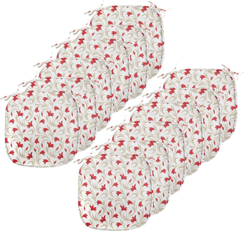 ABAKUHAUS Blumen Polster für Esszimmerstühle, Gladiolus und Blätter, Dekoratives wasserfestes Kissen mit Riemen für Küchensitze, 40 cm x 40 cm...