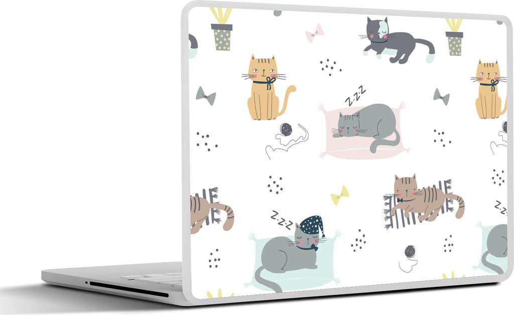 MuchoWow Laptop Aufkleber Sticker Cover Katzen - Haustiere - Muster 32.5x23.5 cm - Sticker für Laptop - Selbstklebend