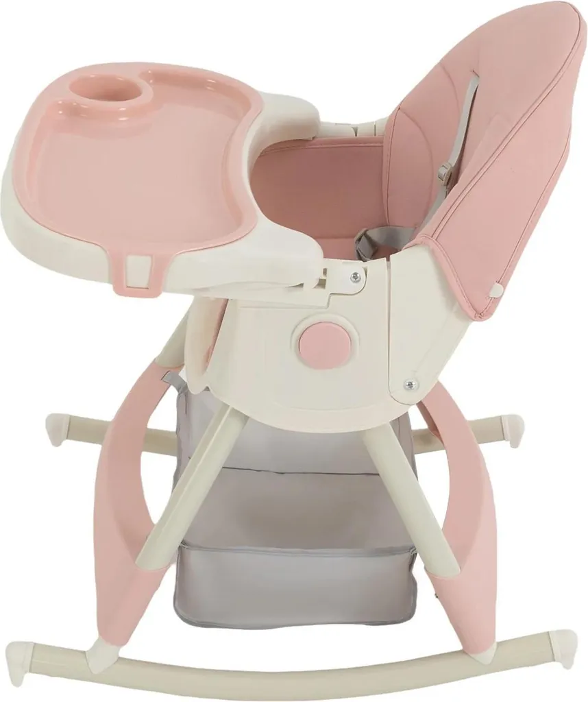 Chaise bébé évolutive rose avec structure en métal robuste et stable - 11