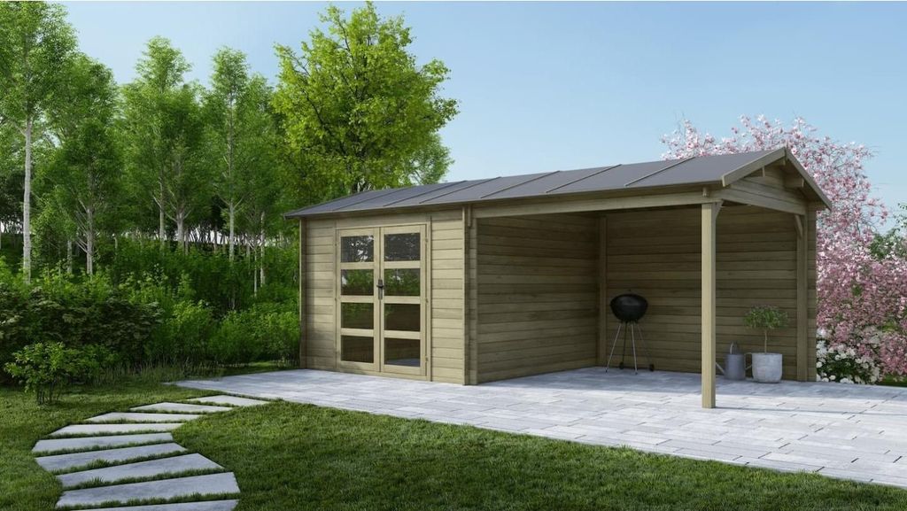 Abri de jardin en bois - 17.4m2 - 5.79x3m - Traité - Ep. Image du produit 