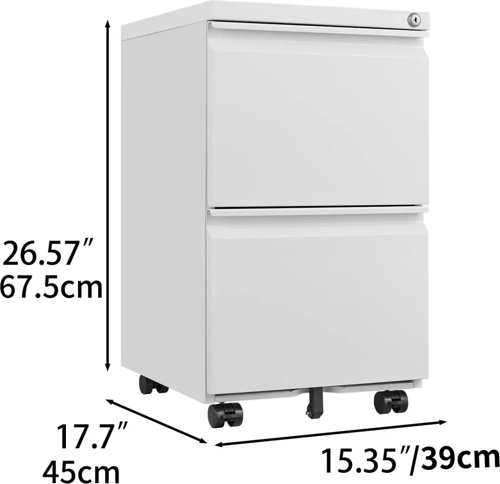 Meuble de rangement bureau : caisson mobile métallique 2 tiroirs