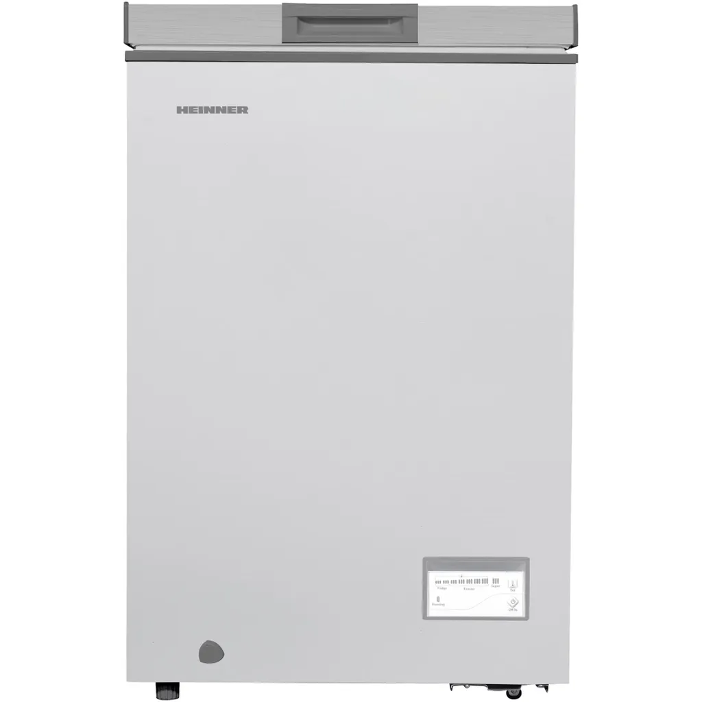 Petit Congélateur Coffre Horizontal 98 Litres Argenté Heinner Silencieux