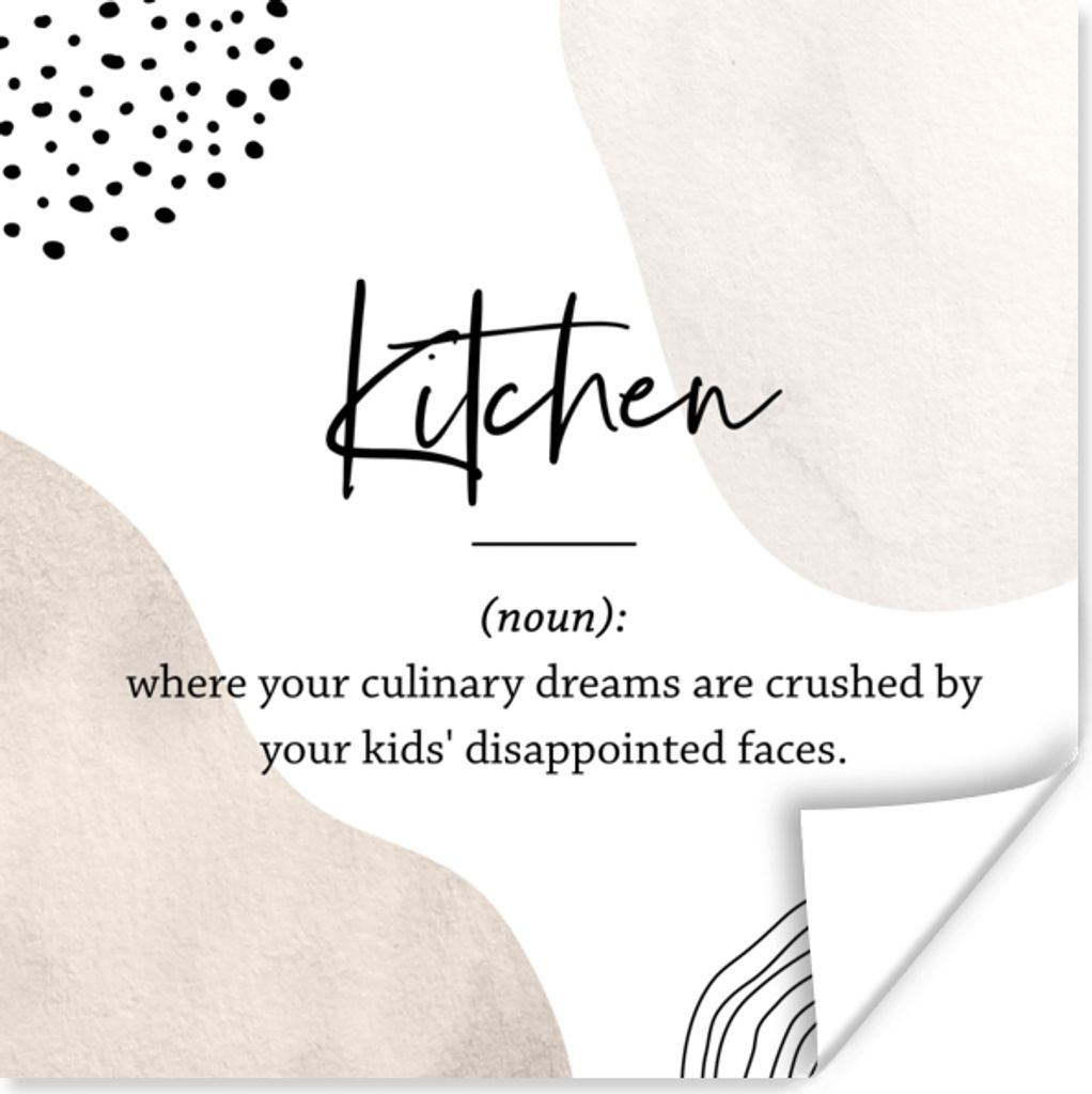 MuchoWow Poster Sprichwörter - Definition Küche - Zitate - Küche - Wörterbuch 75x75 cm - Wand Dekoration