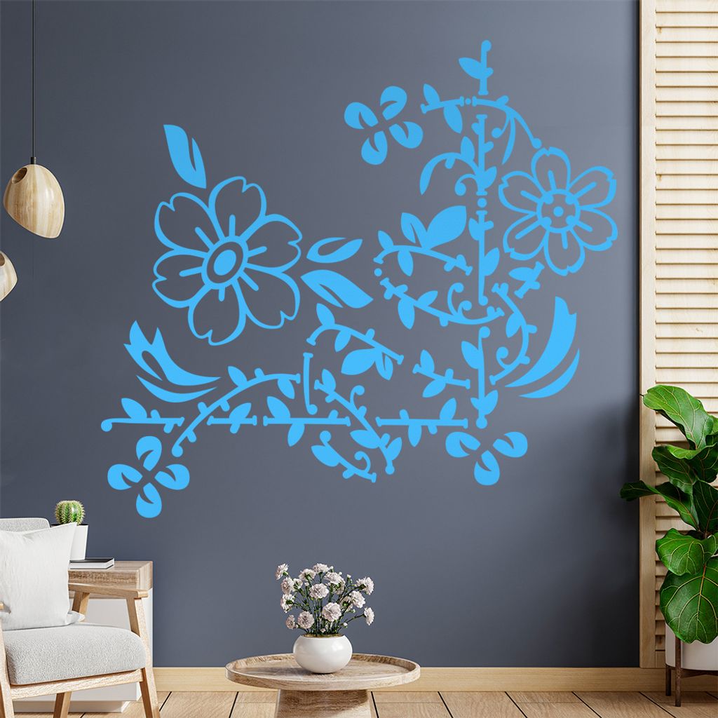 Blumenranke - Linien Wandtattoo in 6 Größen - Wandaufkleber Wall Sticker - Dekoration, Küche, Wohnzimmer, Schlafzimmer, Badezimmer