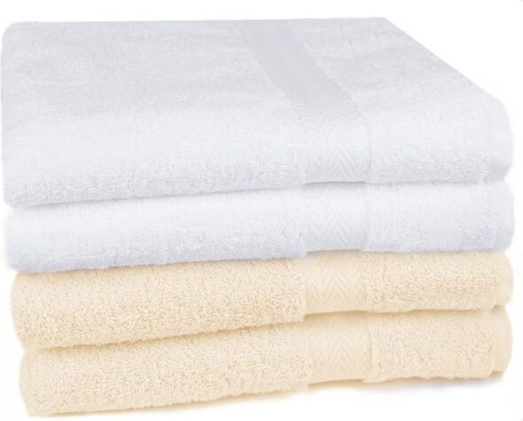 Betz 4 Stück Handtücher 50x100 cm PREMIUM 100% Baumwolle Farbe: weiß und beige