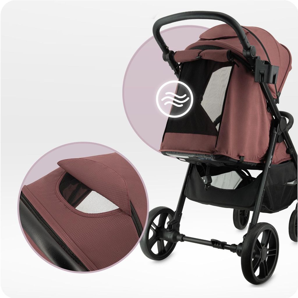 Poussette Canne MoMi CLARA Rouge Bordeaux - Jusqu'à 22 Kg - Avec Sac, Footsack, Accessoires