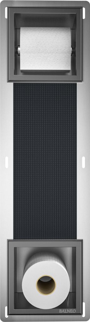 Balneo | Wandbox Papier 2 - Gun Metal - 740 × 208 × 140 Mm - Eingebauter Behälter - Edelstahl