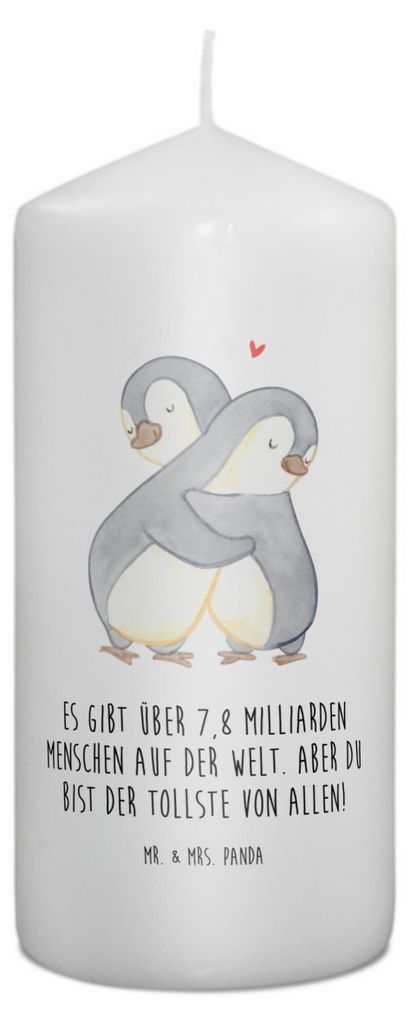Mr. & Mrs. Panda Kerze Pinguine Kuscheln 15 x 7 cm - Weiß - Geschenk, Ehefrau, Valentinstag, Bedruckte, Erinnerungslicht, für Frauen, Hochzeitsta...