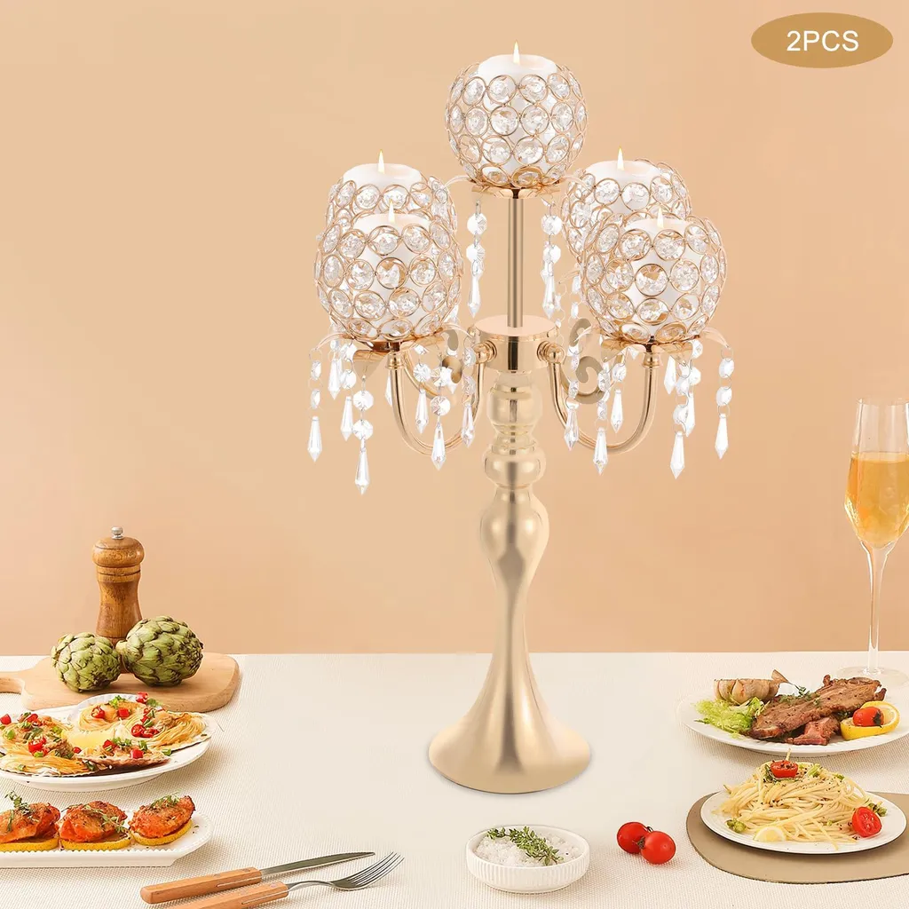 Bougeoir de Table Stable 57cm Or : Décor de Mariage sans Risque de Chute - 5