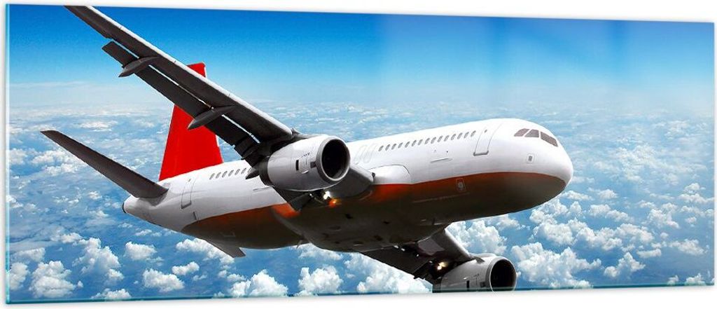 Bilder auf glas - Passagier Flugzeug Motoren Wolken - Produktbild 