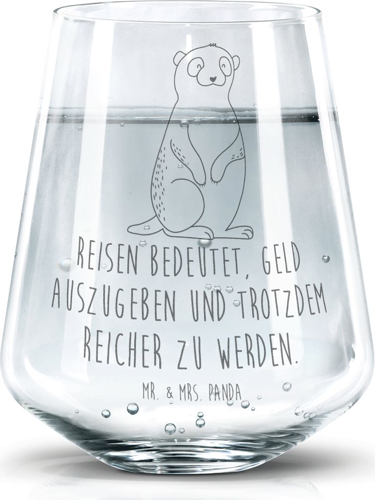Mr. & Mrs. Panda Trinkglas Erdmännchen - Transparent - Geschenk, Trinkgefäß, Wasserbecher, Weltreise, Tumbler Glas, Spruch, Reisen, Wasserglas, ...
