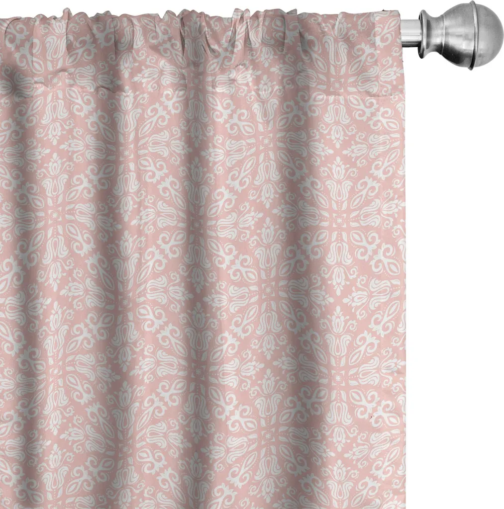 ABAKUHAUS Tende in damasco, tende, motivi circolari modernizzati ispirati al mandala, motivo floreale monocromatico ritmico, 2 pezzi 75 x 175 cm, rosa cipria e bianco