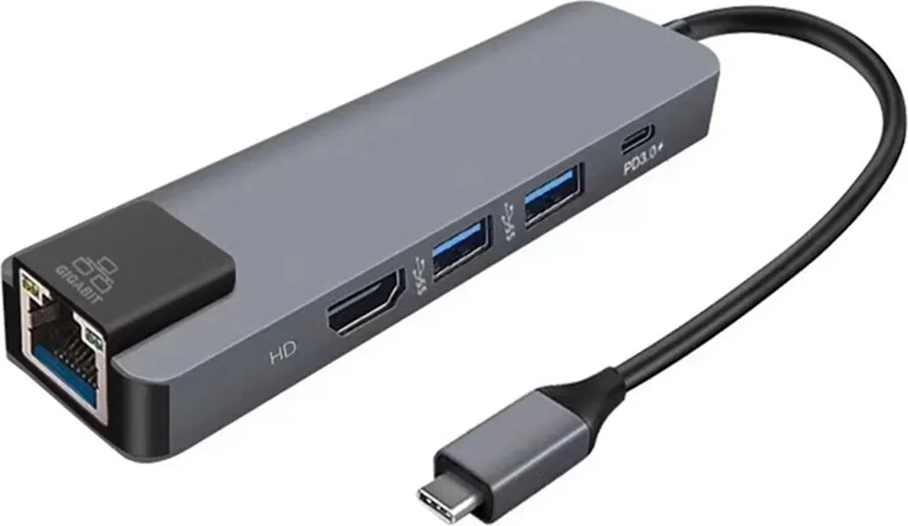 Hub USB-C 5-in-1 Docking Station 4K HDMI RJ45 per MacBook e PC