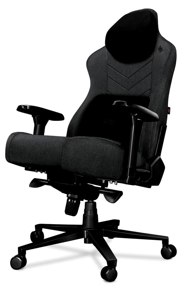 Bürostuhl Gaming Stuhl - Gamingstuhl mit Magnet-Nacken- und Lendenkissen - Gamer Stuhl Stoff Grau/Schwarz mit 4D-Armlehnen - Gaming Sessel mit Gum...