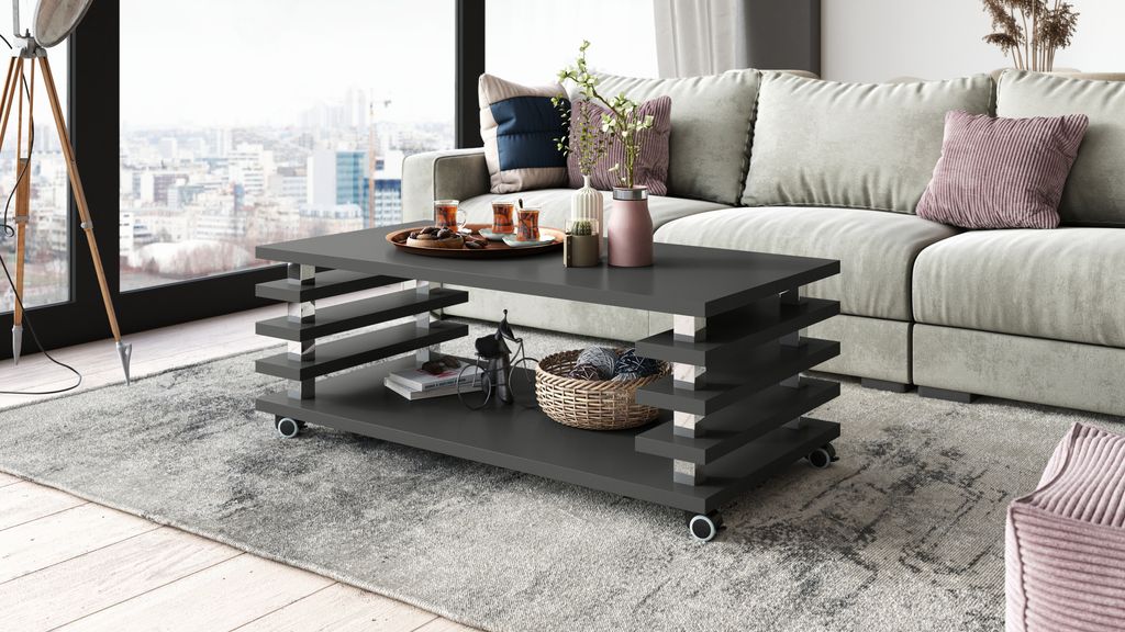 Design Couchtisch DC-3 Wohnzimmertisch Tisch Rollen