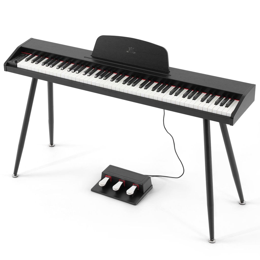 MUSTAR Digitalpiano 88 gewichtet Tasten mit 3 Pedalen für Anfänger, Kopfhöreranschluss, Split/Dual Voice, USB/MIDI,Schwarz