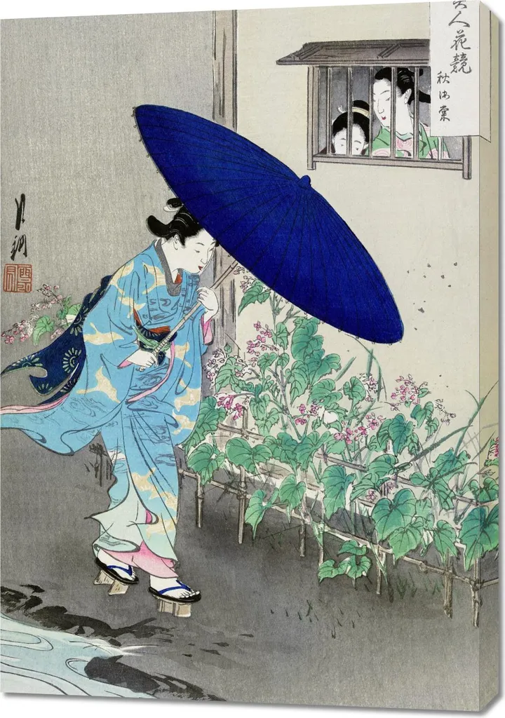 Tableau Déco Japonaise 70x100 cm pour Salon Flowering Hedge Gekko Art