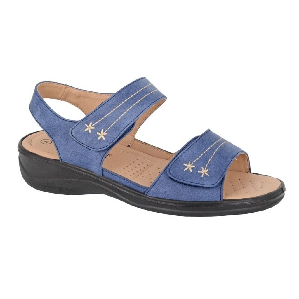 Boulevard - Damen Sandalen, Floral, Kunstleder DF2382 (38 EU) (Marineblau)