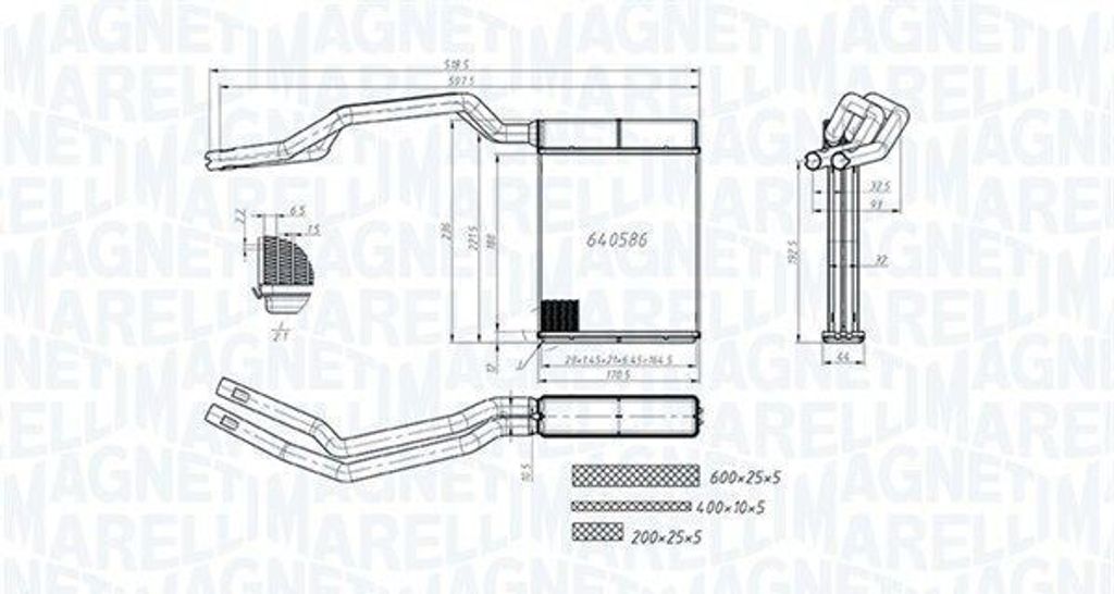 MAGNETI MARELLI 350218453000 Wärmetauscher Innenraumheizung Produktbild 