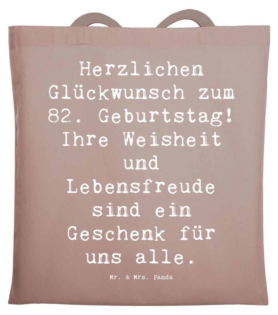 Mr. & Mrs. Panda einkaufsshopper Spruch 82. Geburtstag - Braun Pastell - Geschenk, Erfahrungen, Schultasche, Erinnerungen, Alles gut zum, 82 Jahre,...