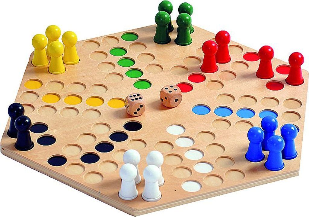 LUDO und MÜHLE, 6er aus Holz, Du sollst dich nicht ärgern. Produktbild 