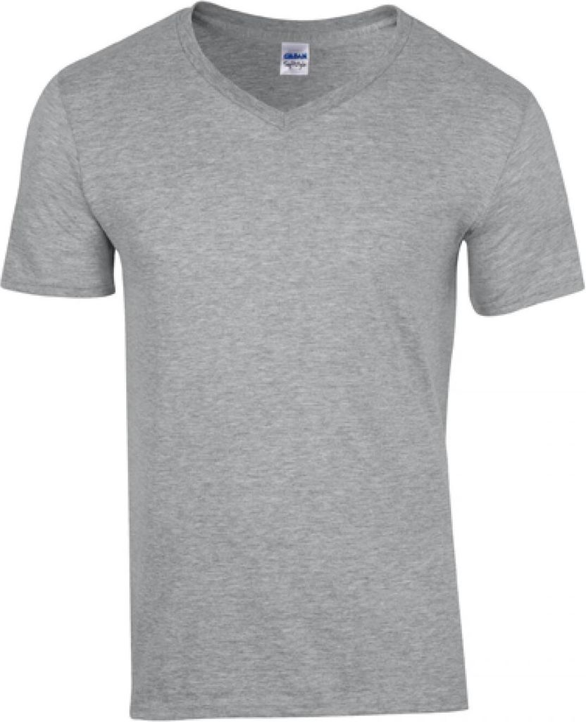 Gildan 64V00 | Softstyle V-Neck Herren T-Shirt - Farbe: Sport Grey (Heather) - Größe: 3XL