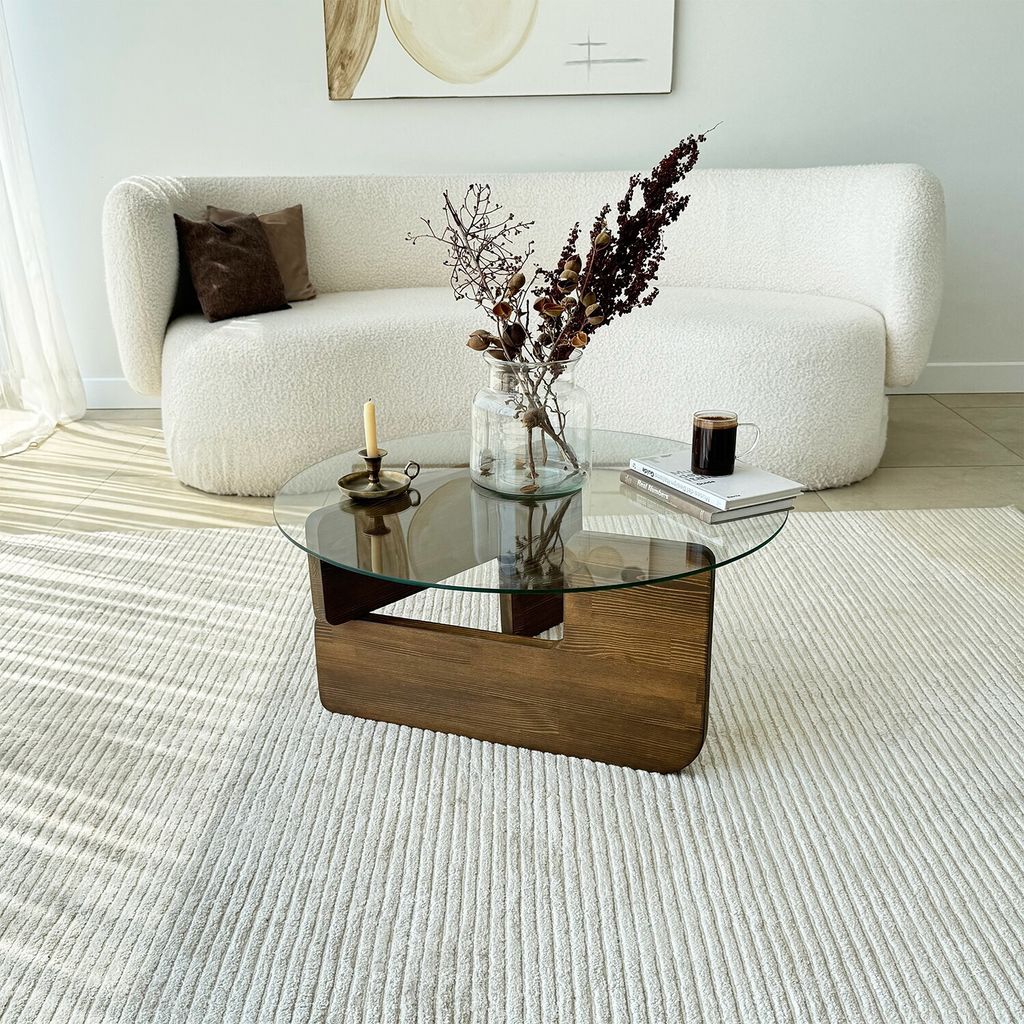 Skye Decor, Mia - Walnoot, Transparant, Salontafel, Productafbeelding 