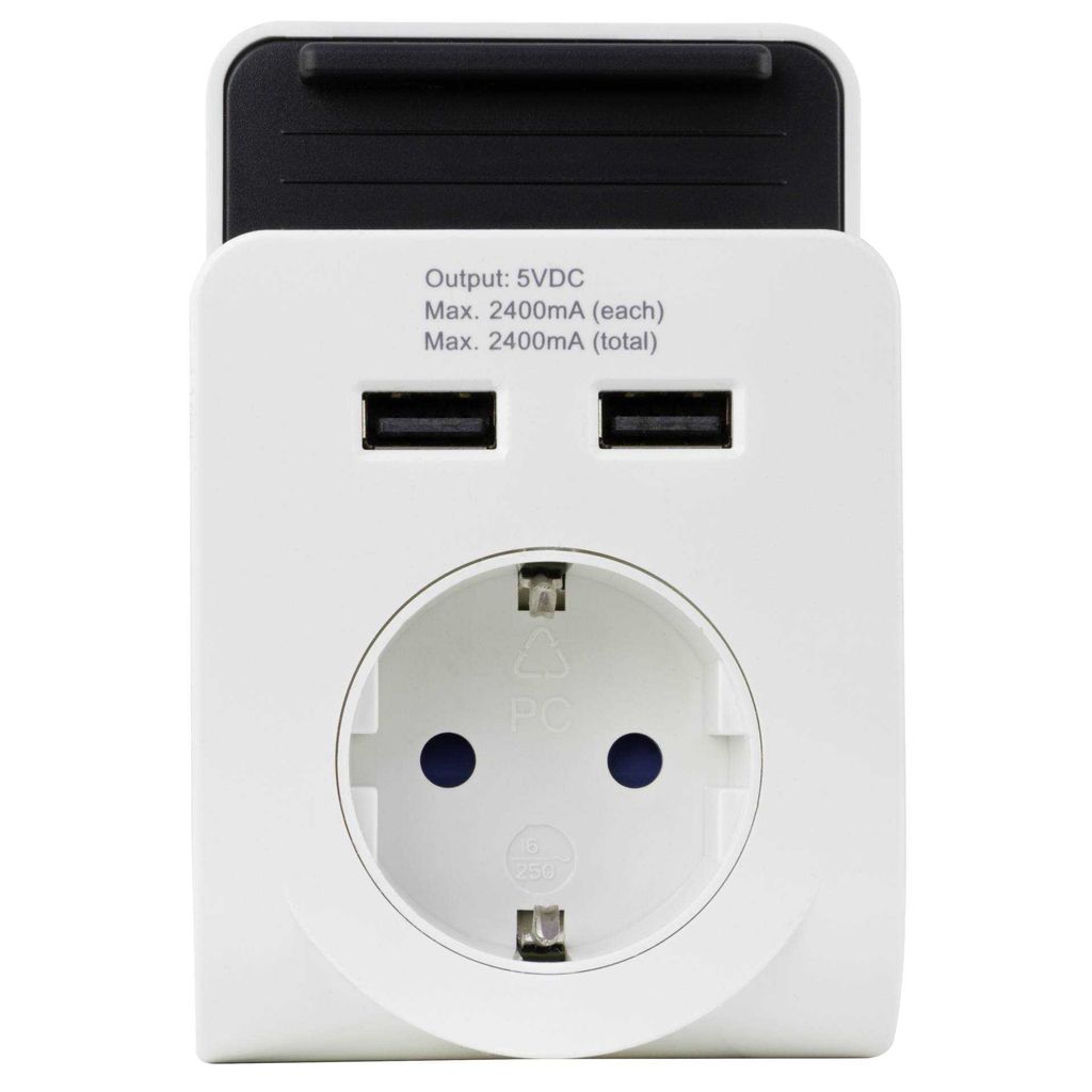 REV USB Ladegerät 2-fach mit Ablage weiß Produktbild 