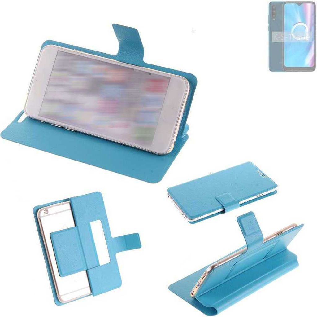 K-S-Trade Schutzhülle Handyhülle kompatibel mit Alcatel 3X Plus Flip cover Handy case Smartphone Klapphülle blau