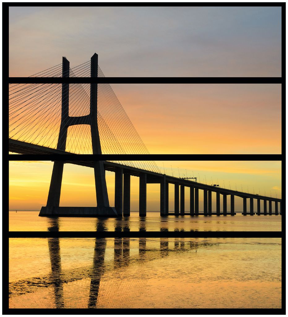 Wallario Möbelfolie / Aufkleber, geeignet für Ikea Malm Kommode mit 4 Schubfächern - Vasco da Gama Brücke
