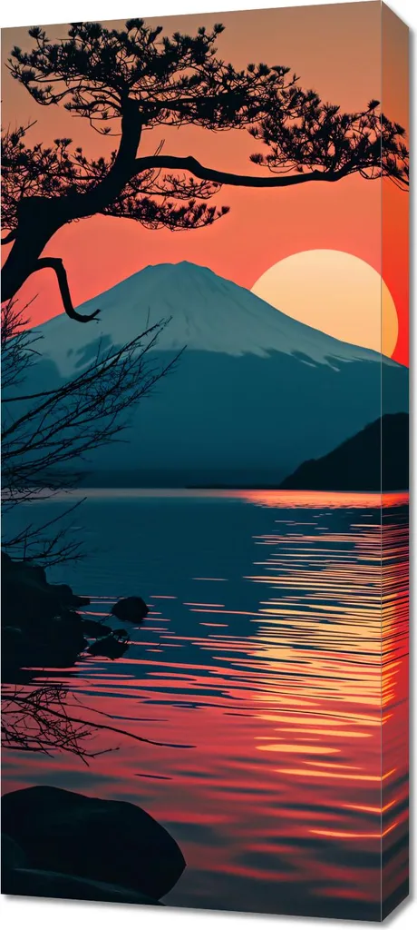 Quadro Moderno Montagna 40x90 cm: Arredo Parete Tramonto Oro