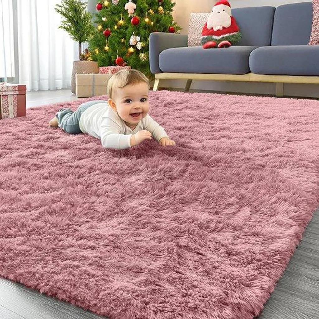 Tapis de descente de lit rose doux et antidérapant de 80 x 150 cm