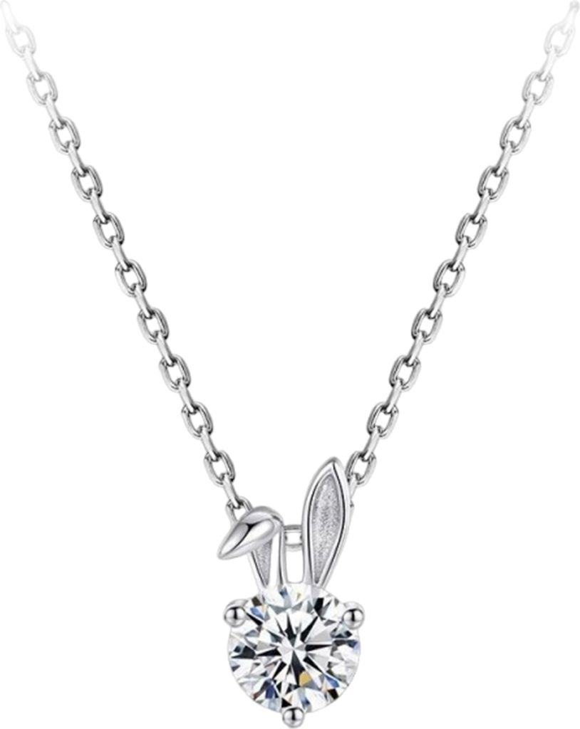 Kaninchenohr-Halskette, Ohrring, Zirkonia, Kaninchen, Tierschmuck für Hochzeit, Jahrestag, Geburtstagsparty