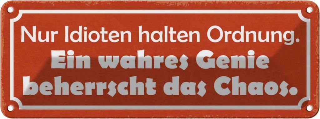 vianmo Blechschild 10x27 cm wahres Genie beherrscht Chaos Dekoration Spruch Zitat
