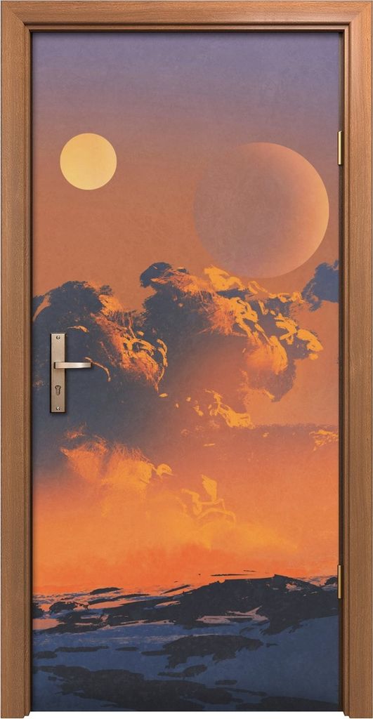 Türposter 90x200 cm Türaufkleber Türtapete Türfolie Klebefolie Cowboy auf einem Pferd Sonnenuntergang