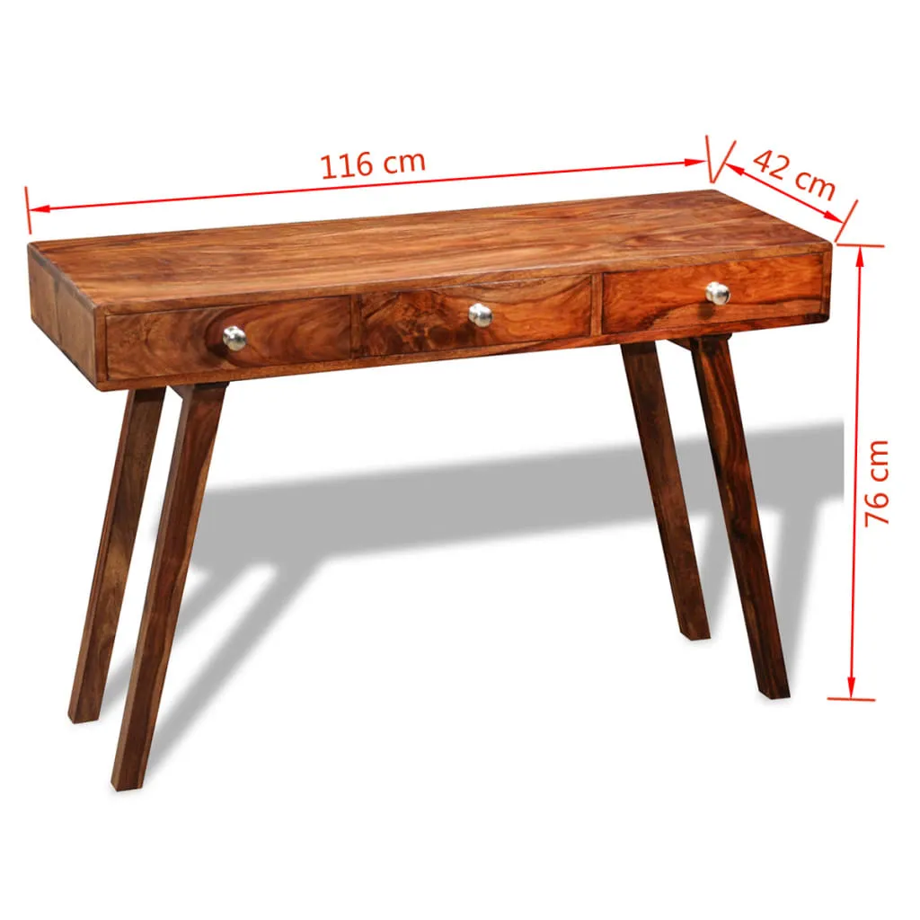 Table Console 3 Tiroirs en Bois Massif 76 cm : Style Rustique et Robuste