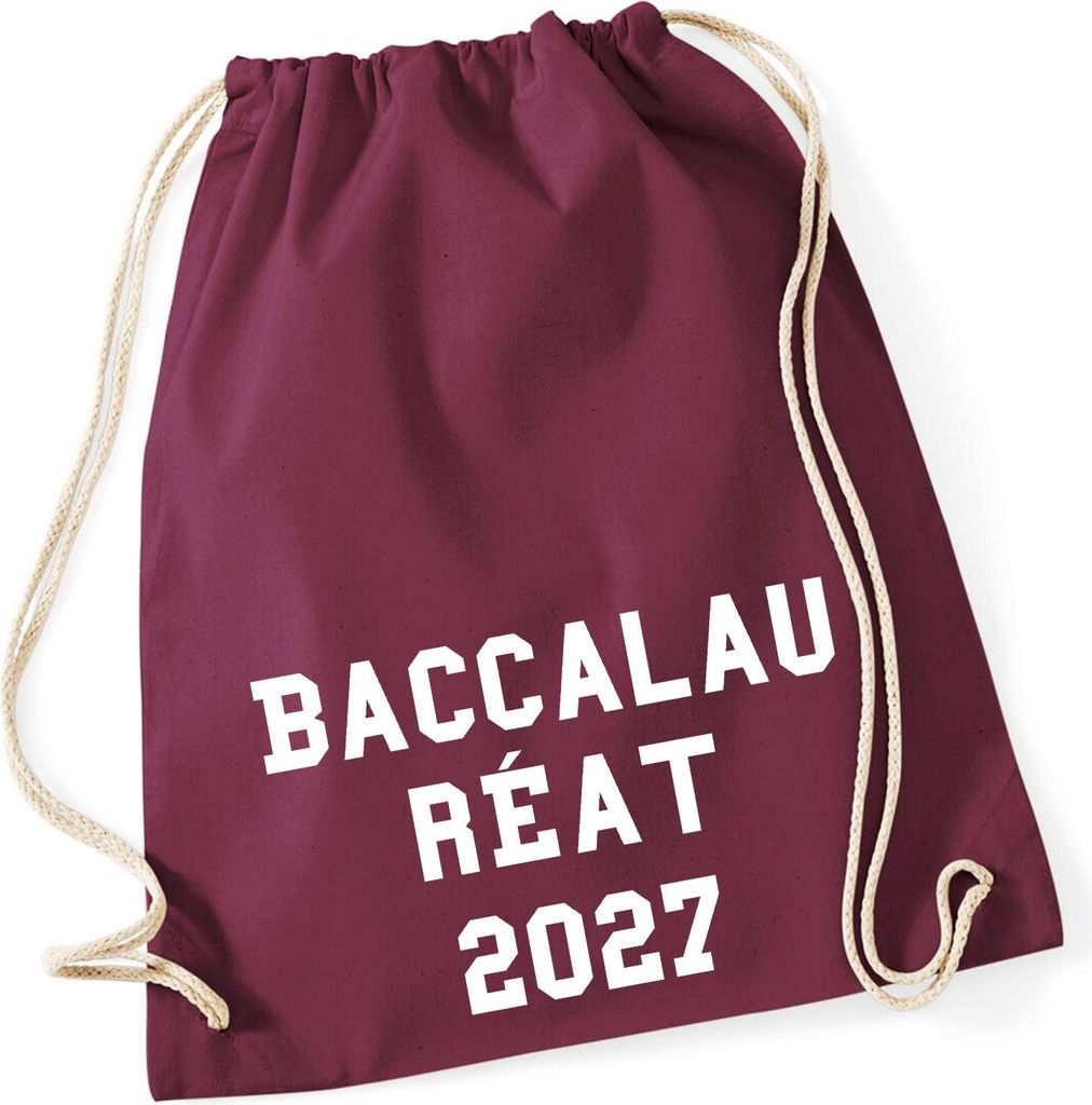 Huuraa Turnbeutel Baccalauréat 2027 Abschluss Frankreich 12 Liter Burgundy Baumwolle Rucksack Geschenkidee