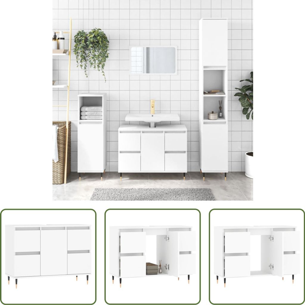 The Living Store Kúpeľňová skrinka biela 80x33x60 cm Obrázok produktu 