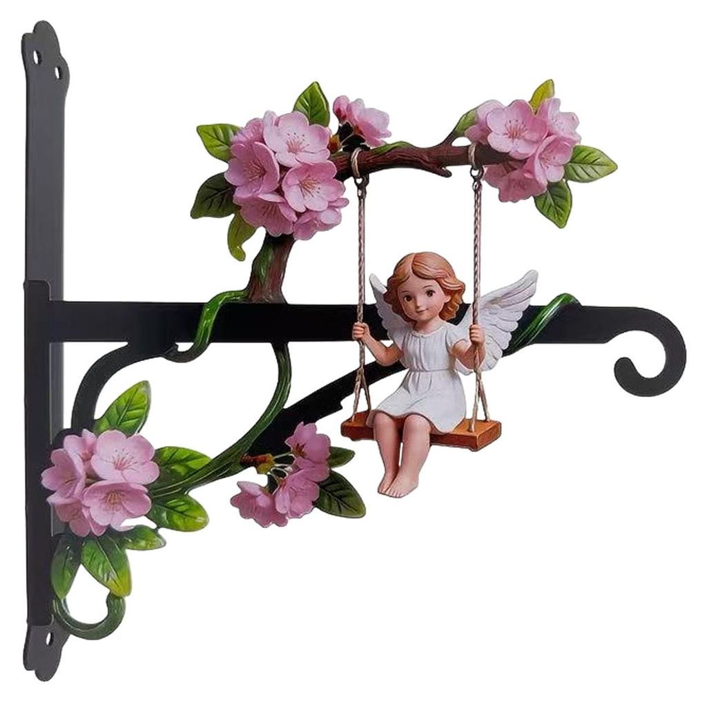 Metallener Pflanzenhänger, Wandhaken, robuste Hängekorbhalterung, dekorativer Wandhänger für Papageien, Katzen, Blumen und Schmetterlinge, geei...