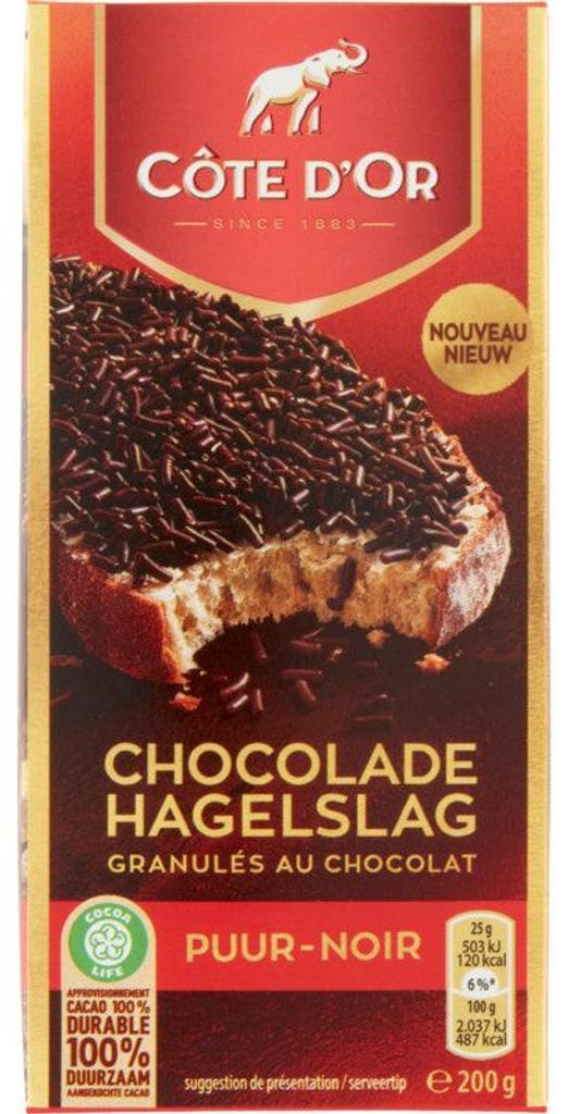 Côte d'Or Chocolade Hagelslag Puur 200g – Pépites de Image du produit 