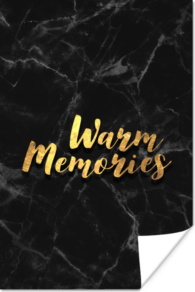 MuchoWow Poster Zitat - Erinnerung - Gold - Marmor 60x90 cm - Wanddekoration