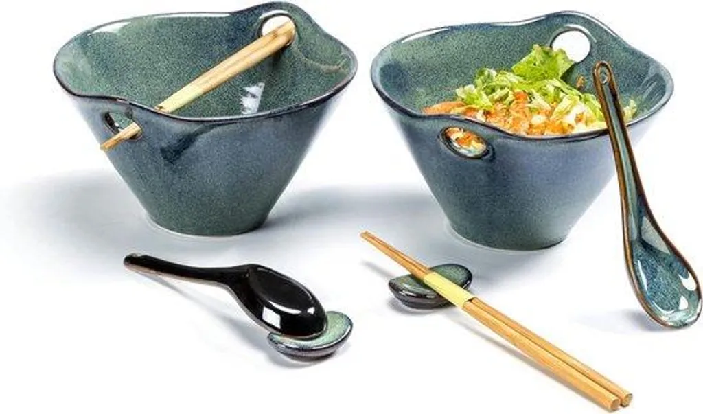 Grand bol à ramen 1000ml en céramique résistante avec couverts inclus