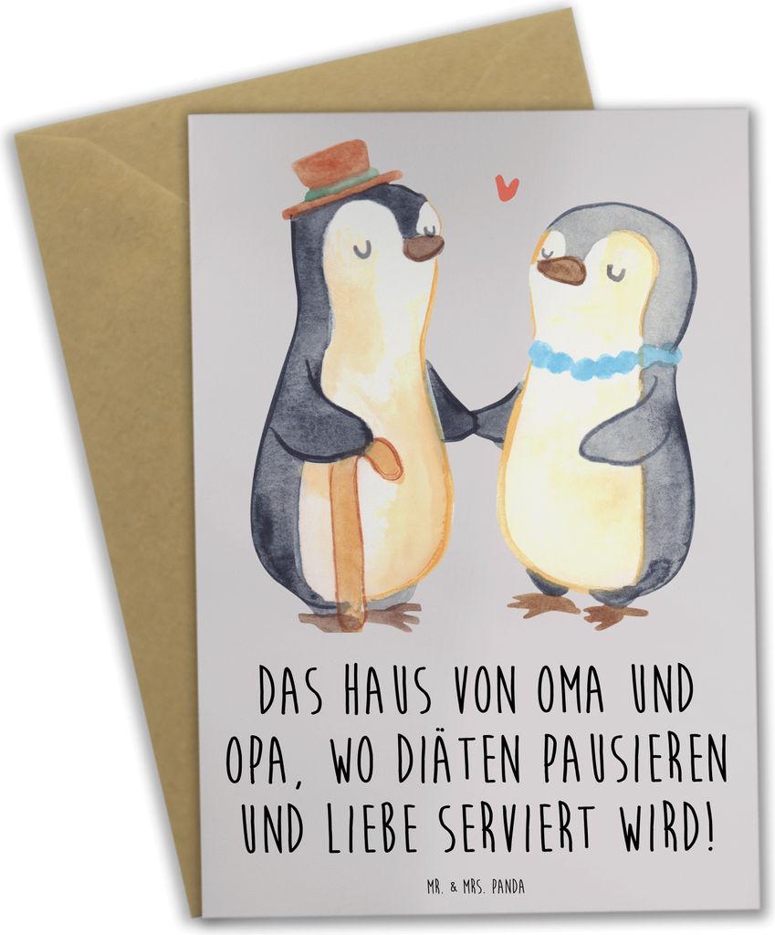 Mr. & Mrs. Panda Grußkarte Großelternliebe - Grau Pastell - Geschenk, babykarte, Generationen, Liebe, persönliche Erinnerungen, osterkarte, weih...