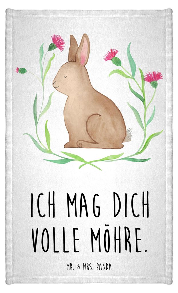Mr. & Mrs. Panda handtuch gäste wc Hase Sitzen - Weiß - Geschenk, Kaninchen, Baumwollhandtuch, Frohe Ostern, Frotteetuch, Klein, frottee gästeha...