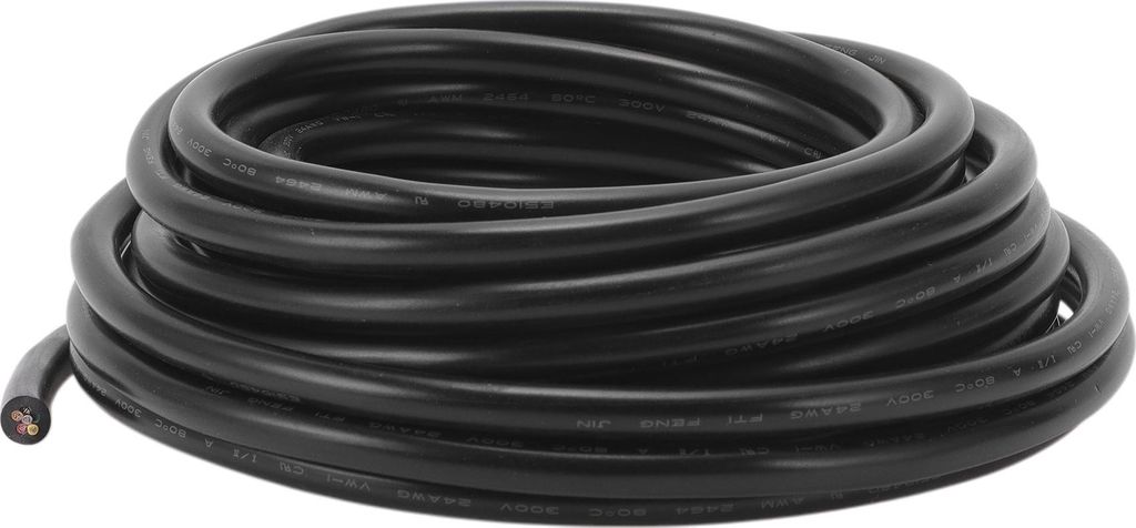 Elektrische Masseleitung Automobil-Stromleitung 20FT Schwarz TC 1 Stück 24AWG 6 Leiter Vollständig isoliert & Soft-Touch-Mantel Universal