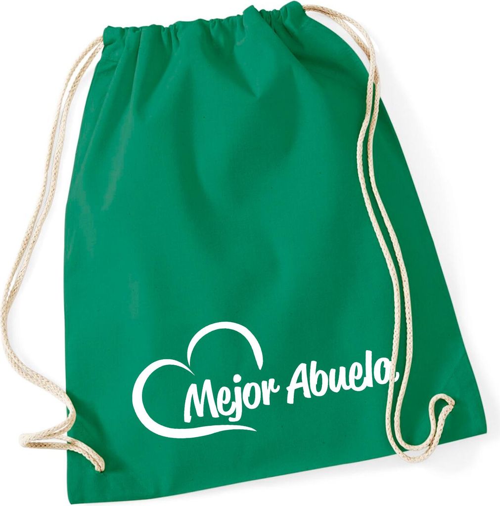 Huuraa Turnbeutel Mejor Abuela Corazón 12 Liter Kelly Green Baumwolle Rucksack Geschenkidee