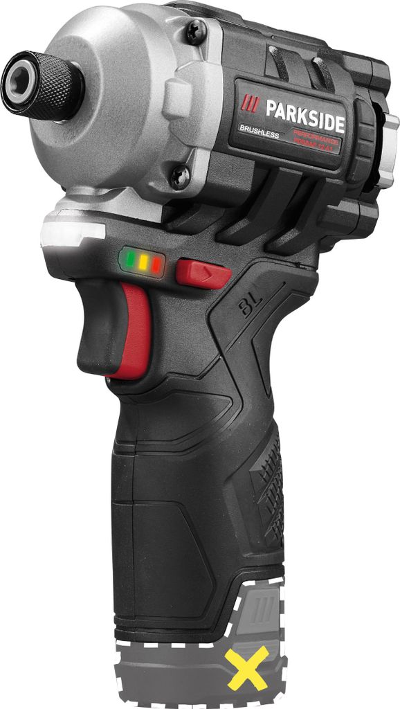 A cordless impact driver is shown against a white background.