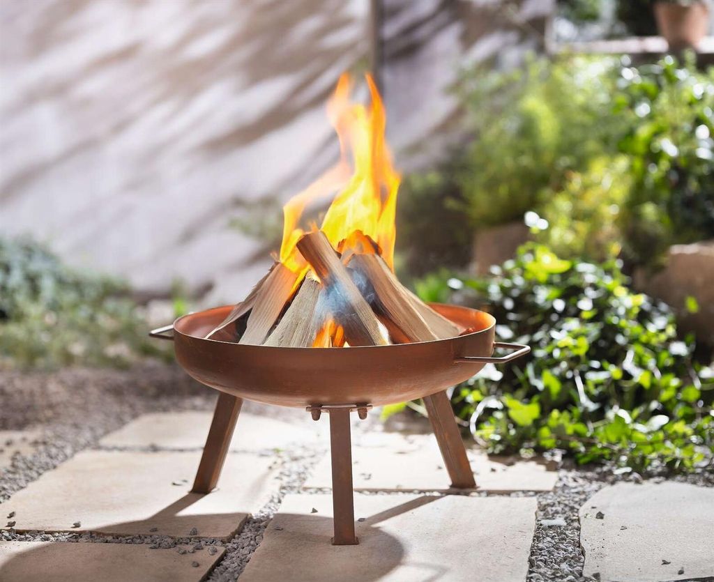 Feuerschale aus Cortenstahl, Ø 50 cm, Metall mit Rost Finish, Garten Feuerstelle, Lagerfeuer